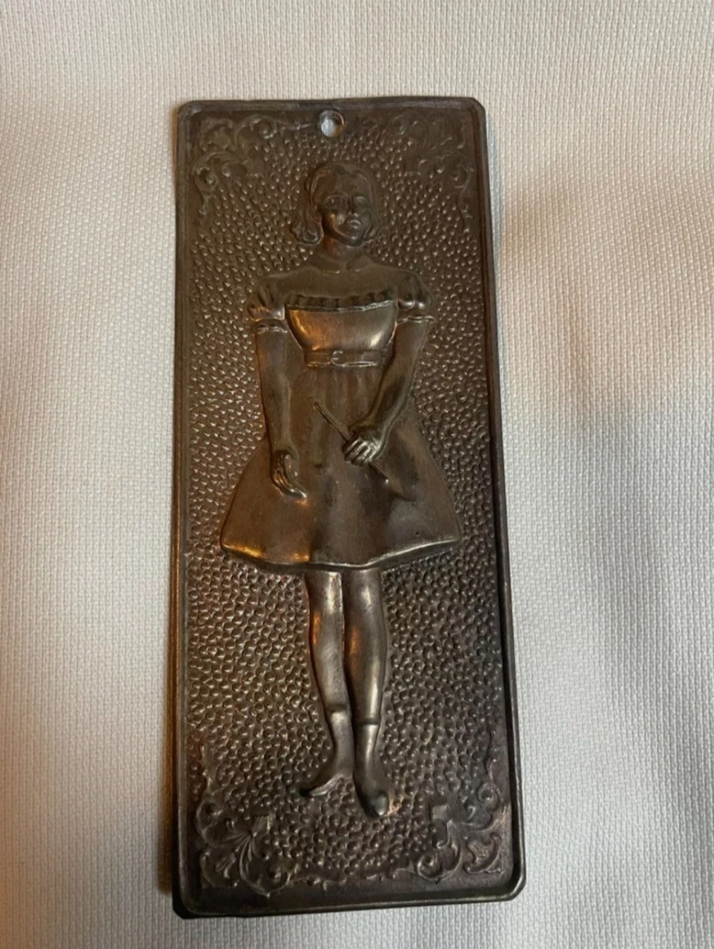 Antique Silver Plated Greek Orthodox Tama EX VOTO for Protection Young Girl